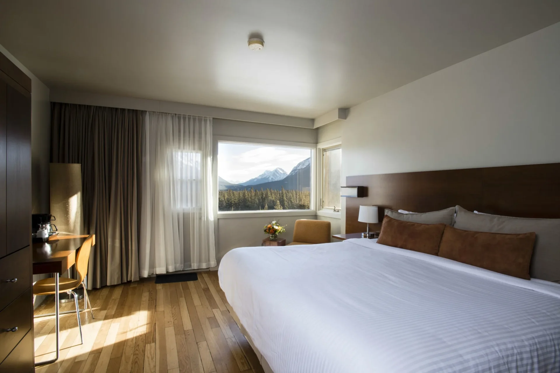 A deluxe king room presented through The Juniper website